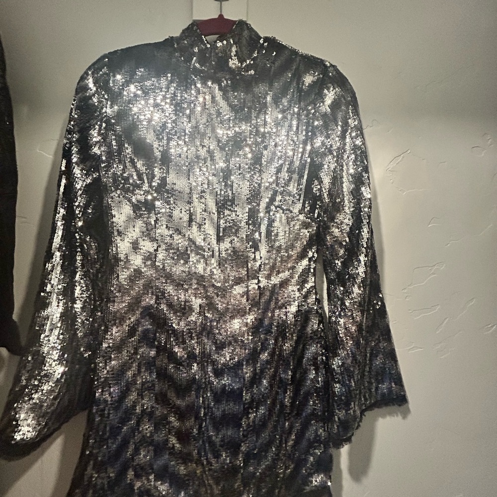 NBD Silver Sequin Blazer Jacket